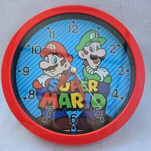 Super Mario Bros Mario & Luigi Red 10" Analog Wall Clock, Requires Batteries